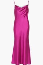 Antione Crystal Satin Cowlneck Midi Dress