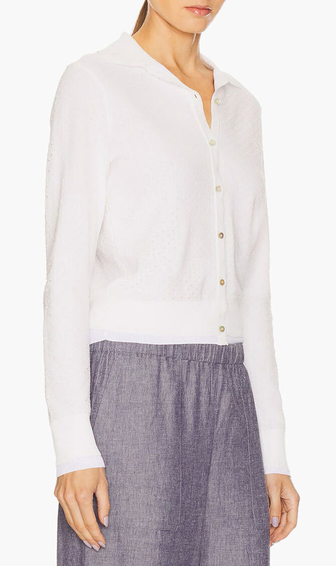 Italian Cotton Blend Mesh Double Layer Cardigan