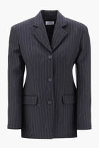 PINSTRIPE FITTED 3 BUTTON JKT FORGED IRO