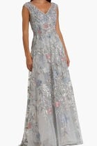 Embroidered Illusion Cap Sleeve A Line Gown