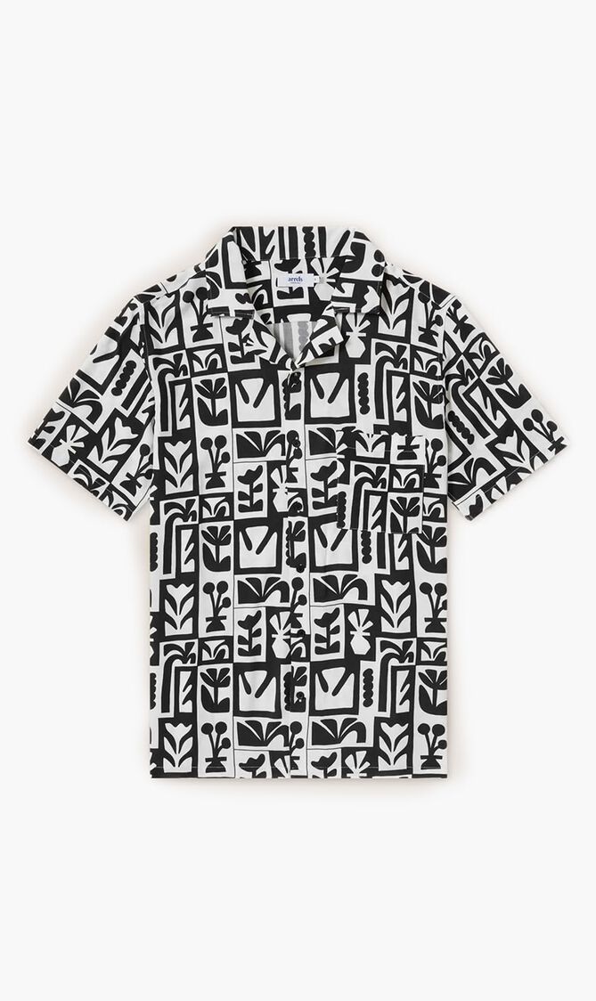 CAMP COLLAR SHIRT-ECO BLACK BLOOMING X TIMO KUILDER