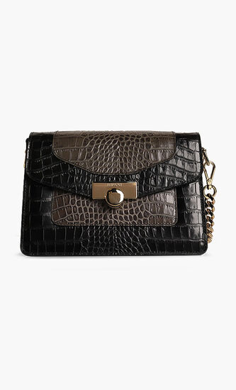 Monstera Croc Leather Crossbody Bag