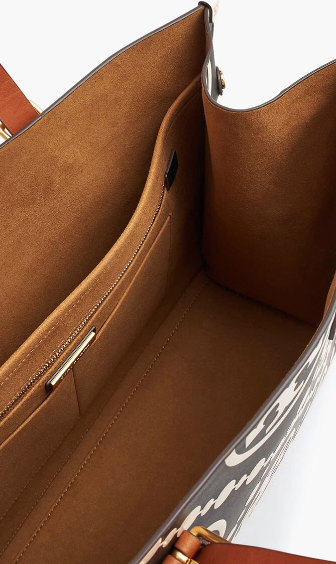 T Monogram Contrast Tote Bag