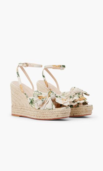 Pleated Knot Wedge Espadrille