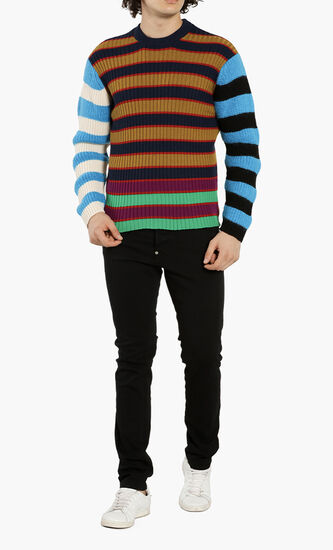 Crew-Neck Stripes Sweater