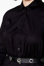 POPLIN PLEATED MINI DRESS