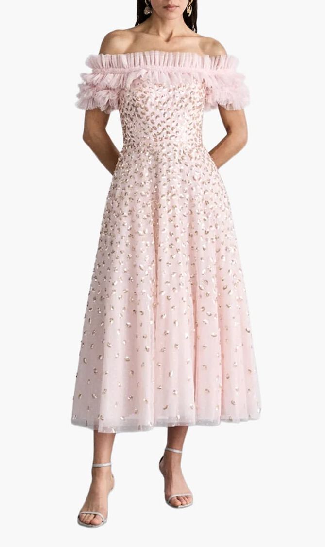 Autumn Leaves Off Shoulder Ballerina Dress