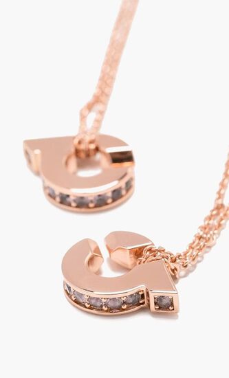 Double Gancini Pendant Necklace