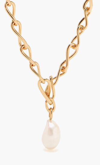 Infinite Pearl Bold Lariat Necklace