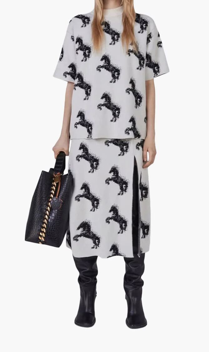 PIXEL HORSE WOOL JAQUARD SKIRT