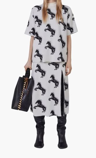 PIXEL HORSE WOOL JAQUARD SKIRT