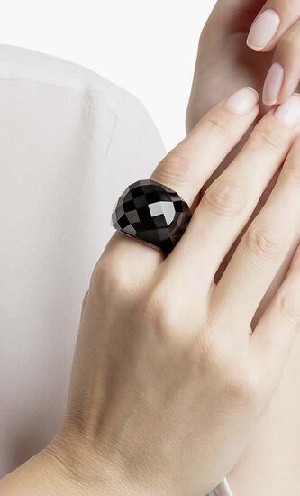 Nirvana Ring, Black, Rose-Gold Tone PVD