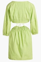 ILANA DRESS-PUFF SLEEVE MINI DRESS WITH CENTER AND SIDE CUTOUTS AND ELASTIC WAIST ILANA DRESS-PUFF SLEEVE MINI DRESS WITH CENTER AND SIDE CUTOUTS AND ELASTIC WAIST