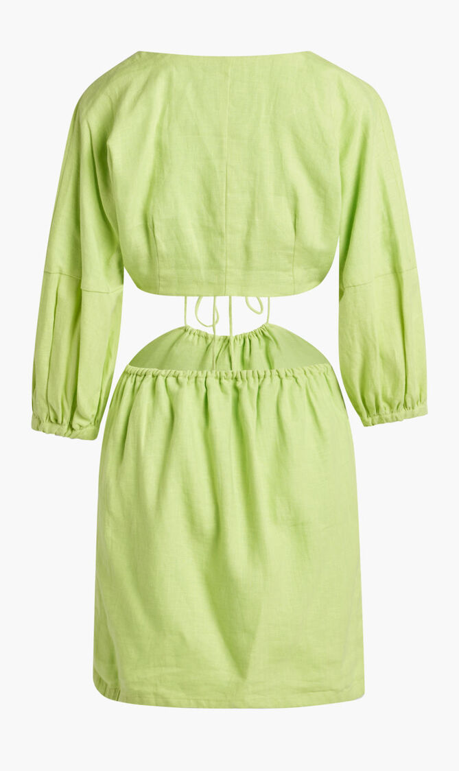 ILANA DRESS-PUFF SLEEVE MINI DRESS WITH CENTER AND SIDE CUTOUTS AND ELASTIC WAIST ILANA DRESS-PUFF SLEEVE MINI DRESS WITH CENTER AND SIDE CUTOUTS AND ELASTIC WAIST