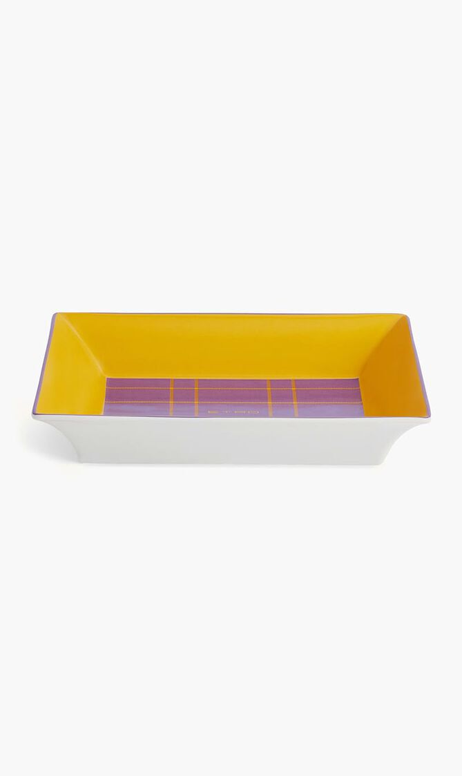 Tartan Trinket Tray Rectangular Small Yellow
