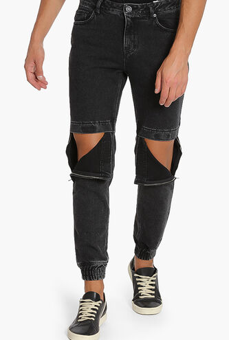 Zip Biker Cuff Jeans