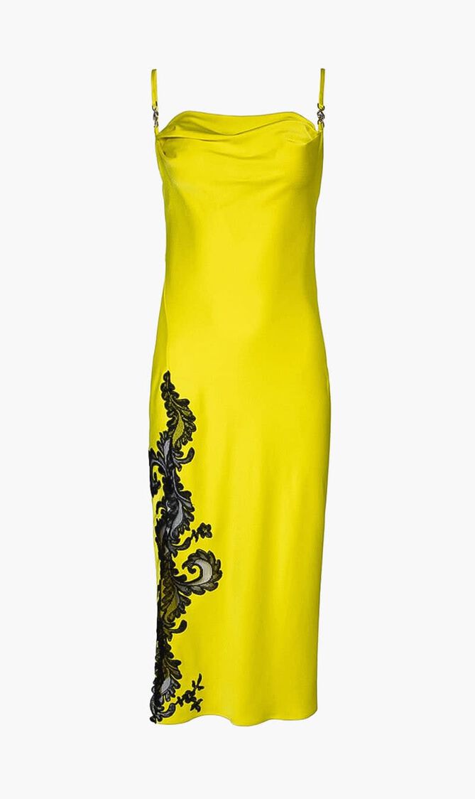 Barocco Lace Cowl Midi Dress