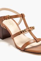 T Chain Leather Sandals