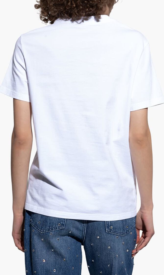 T-SHIRT VERSACE FRINGED LOGO EMBROIDERY COTTON JERSEY