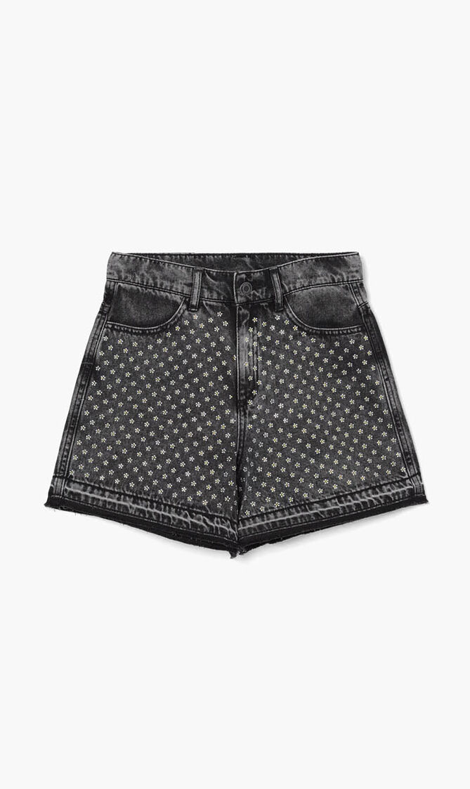 Stone Wash Denim Shorts