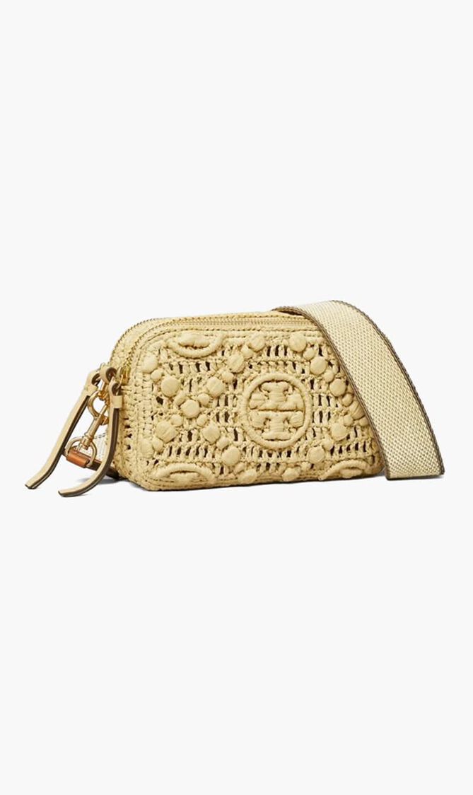 T Monogram Mini Miller Raffia Crossbody Bag