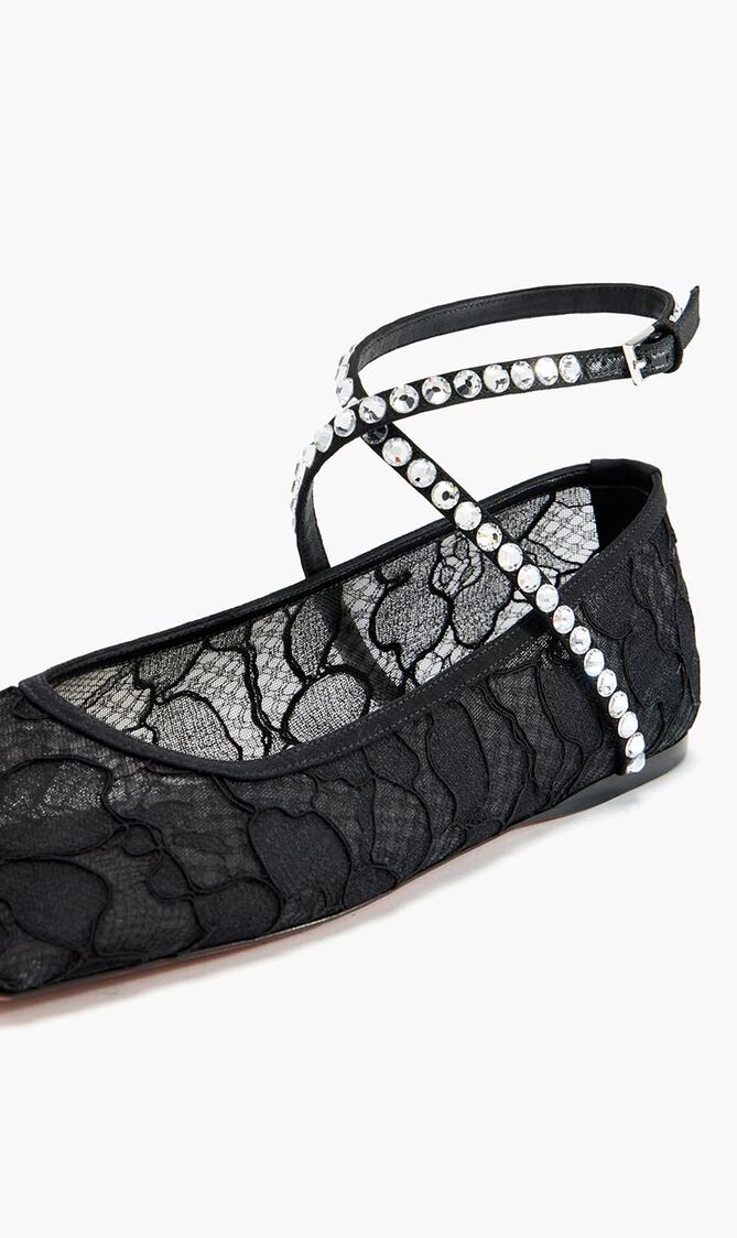 Ane Mesh Crystal Ballet Flats