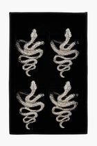 LOB SNAKE W/GREEN+WHITE CRYSTALS RINGS - SET OF 4