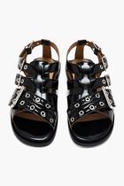 FEMININE BUCKLE FLAT STRAP SANDAL NAPLACK