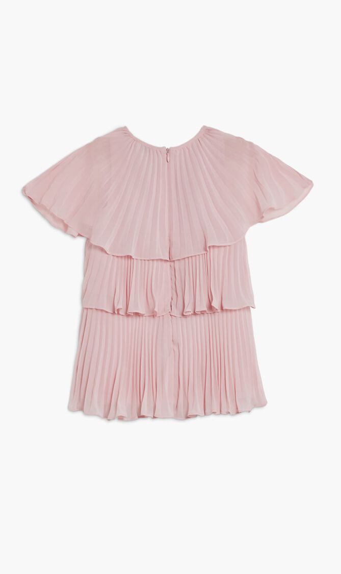 PINK TIERED CHIFFON DRESS