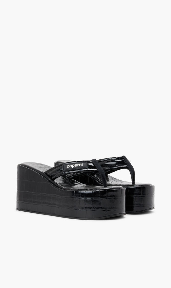 CROCO BRANDED WEDGE SANDAL