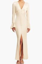 LA LUNE FRILL CUFF BIAS MIDI DRESS