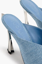 Denim mule heel sandals