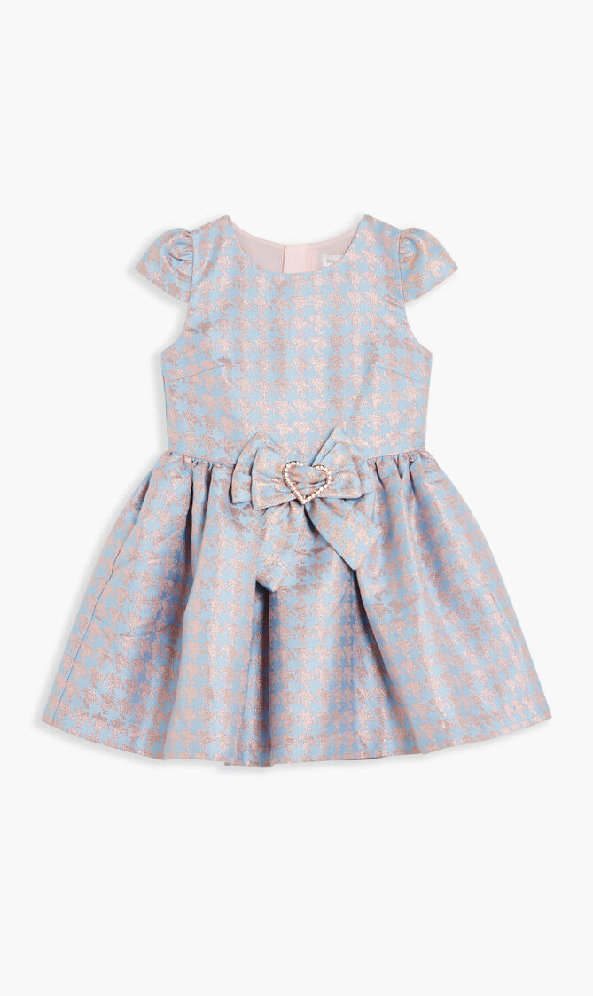 CHESS HOUNDSTOOTH DRESS BLUEROSE GOLD