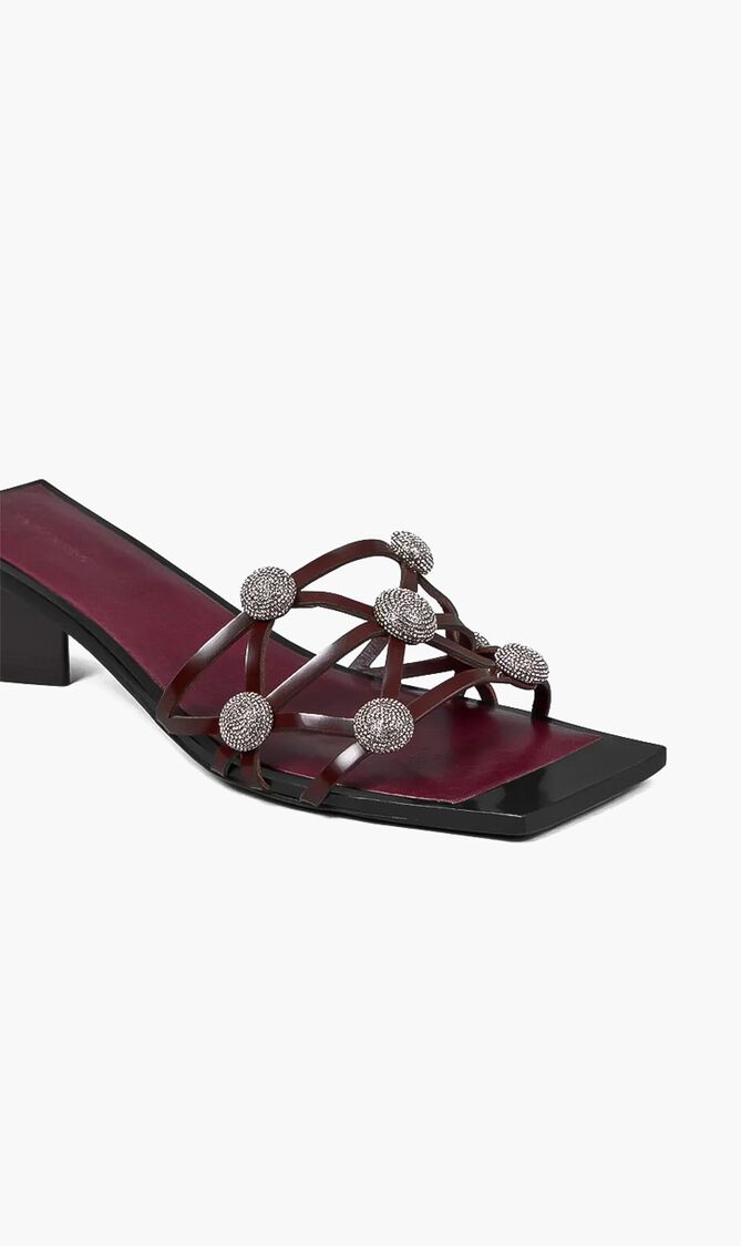 Crystal Bobble Heeled Mule Sandal