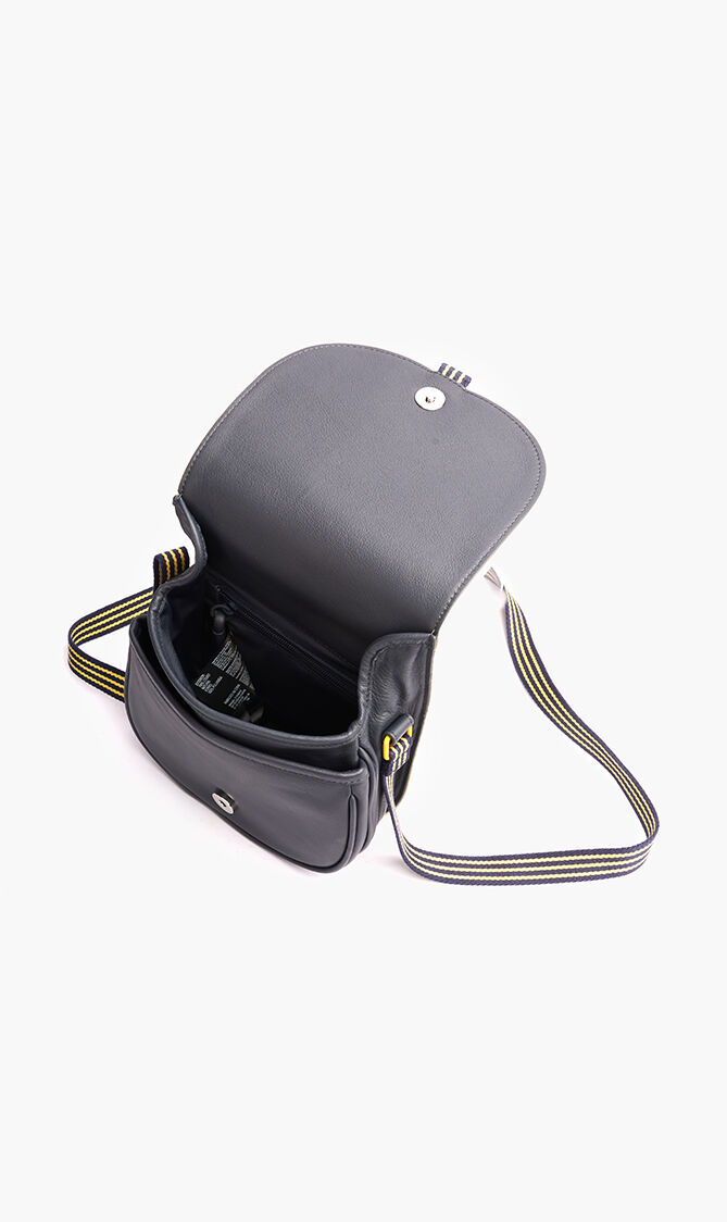 Court Line Contrast Piping Crossbody Bag