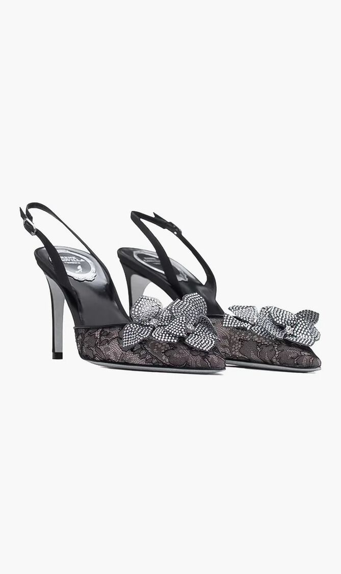 Black Lace-Satin/Crystal Strass