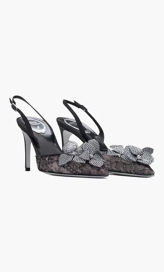 Black Lace-Satin/Crystal Strass