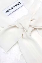 WHITE LACE PUSSY BOW MIDI DRESS