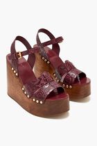 Embossed Wedge Sandals