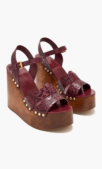 Embossed Wedge Sandals