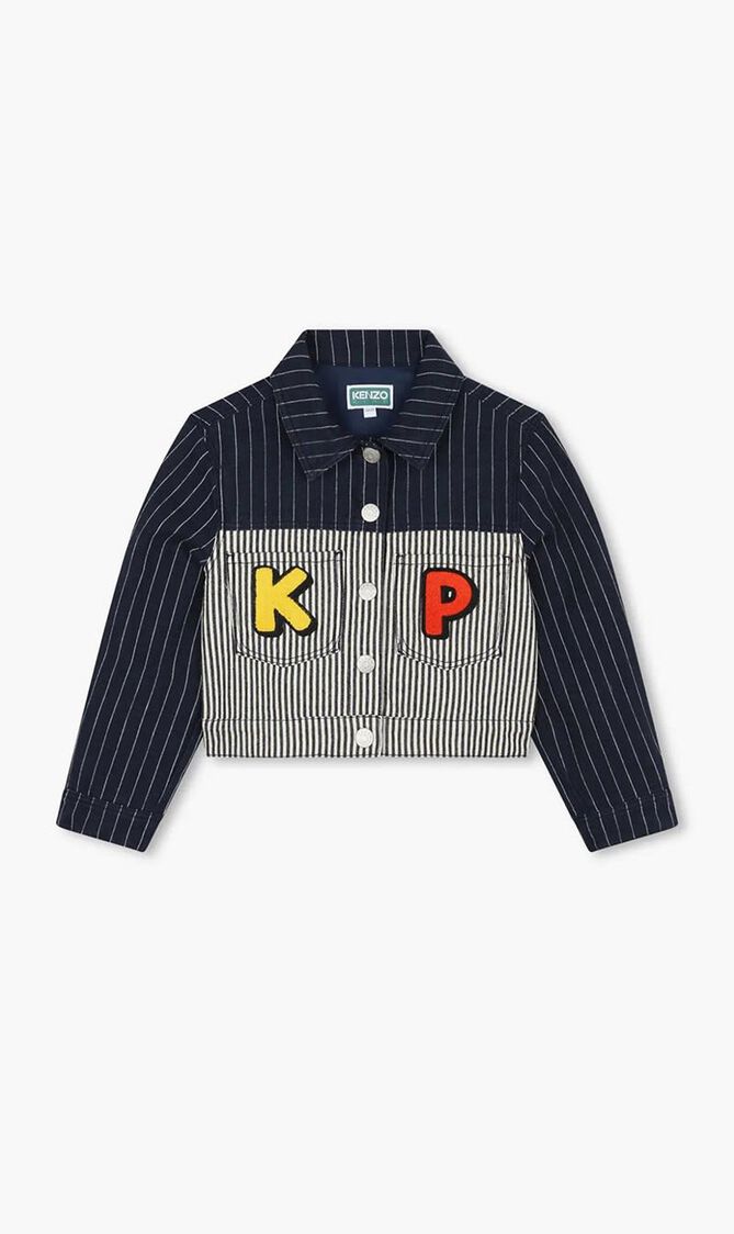 Colour Block Striped Denim Jacket