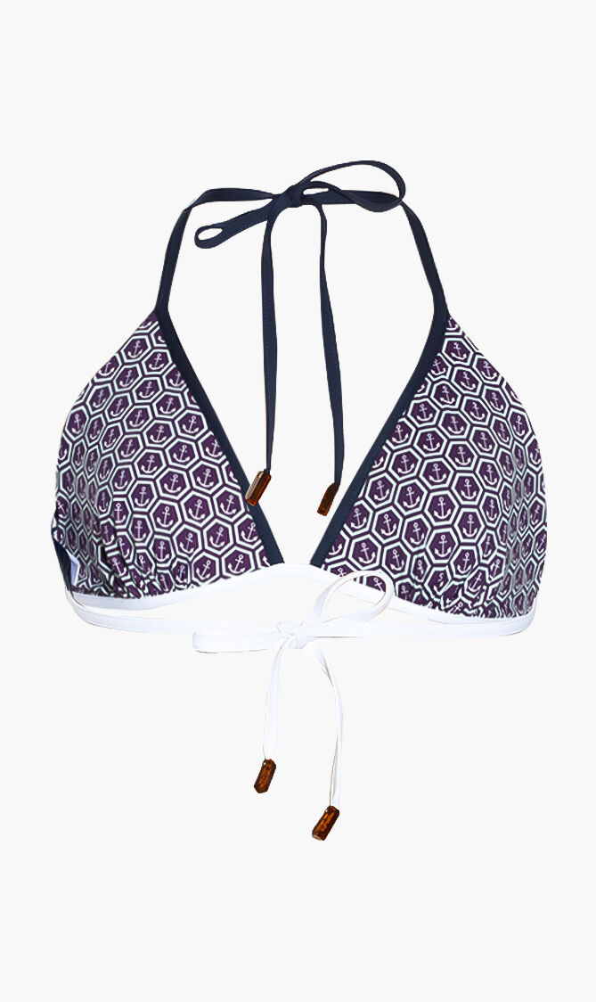 قطعة بيكيني علوية فان بحمالة حول العنق وطبعة مرساة