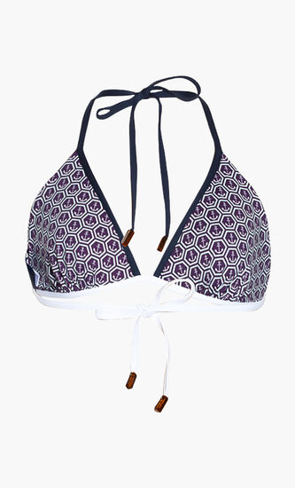 Fan Anchor Print Halter Bikini Top