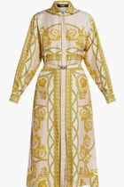 Baroque Print Silk Shirt Dress