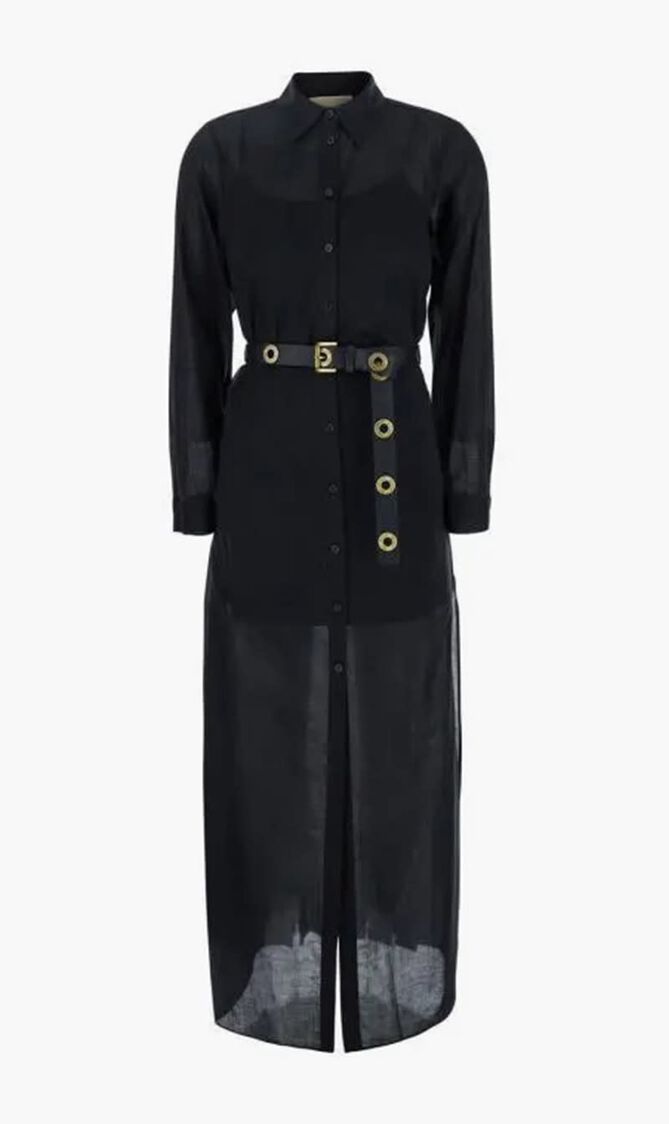 Belted Long-Sleeved Dress