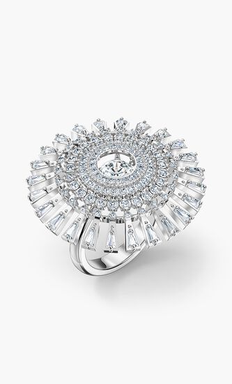 Swarovski Sparkling Dance Dial Up Ring, White, Rhodium Plated