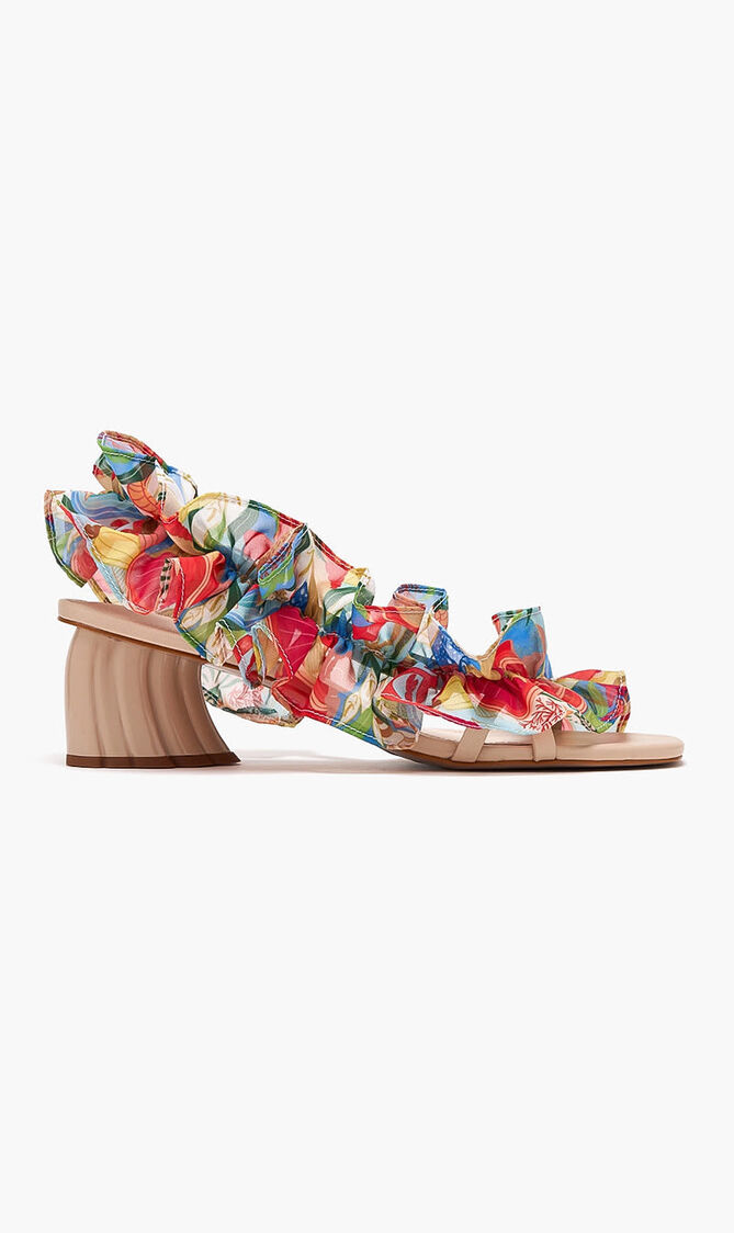 OCEAN VIEW RUFFLED MONSTERA HELLED SANDAL