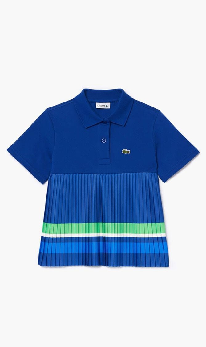 Pleated Hem Pique Polo Shirt