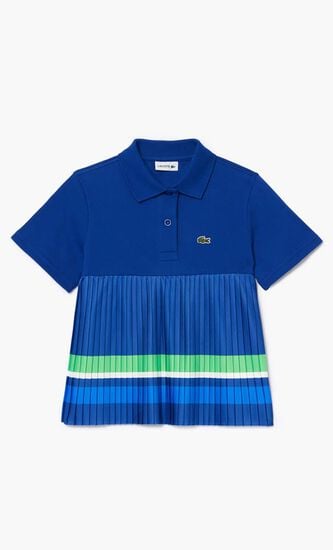 Pleated Hem Pique Polo Shirt
