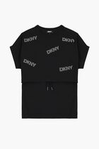 Chiffon Rhinestone Logo Dress